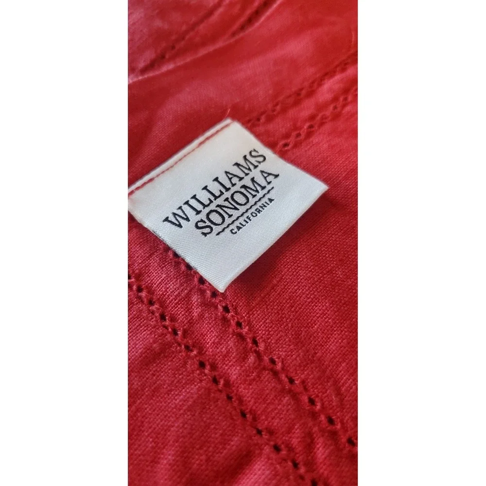 Williams Sonoma 100% Linen Table Runner Rectangle 16 X‎ 104 Red